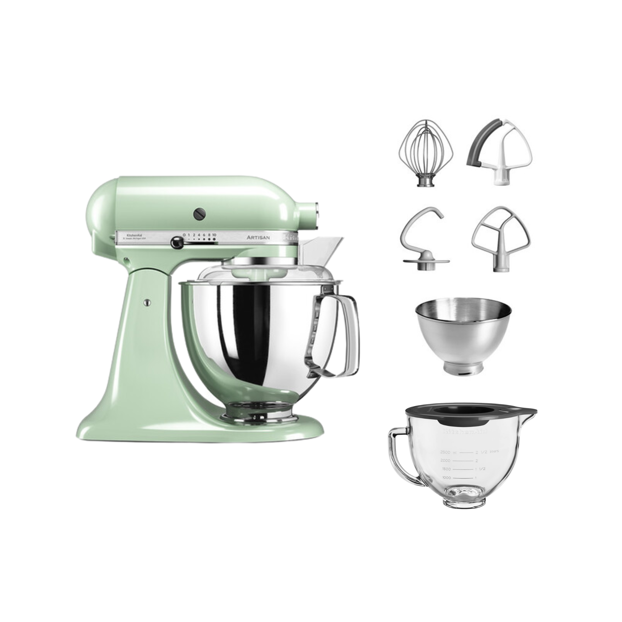 KitchenAid 4,8 L 5KSM175 Artisan Küchenmaschine Glasset mit Glasschüssel