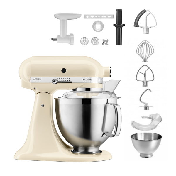 KitchenAid 4,8 L 5KSM185 Artisan Küchenmaschine Cookielover Artisan Fleischwolf+Spritzgebäck+Flexirührer