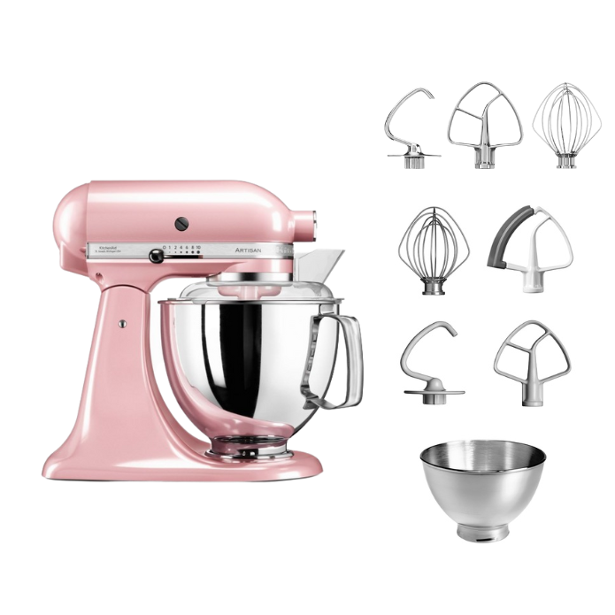 KitchenAid 4,8 L 5KSM175 Artisan Küchenmaschine Steellover mit Edelstahl-Werkzeugen