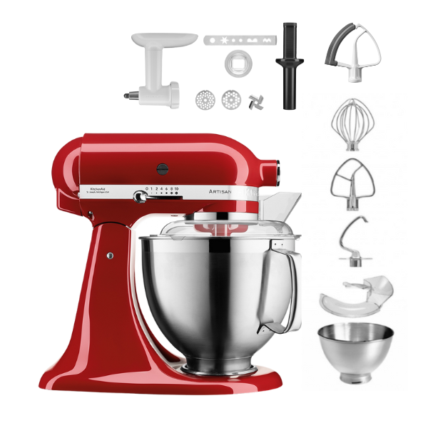 KitchenAid 4,8 L 5KSM185 Artisan Küchenmaschine Cookielover Artisan Fleischwolf+Spritzgebäck+Flexirührer