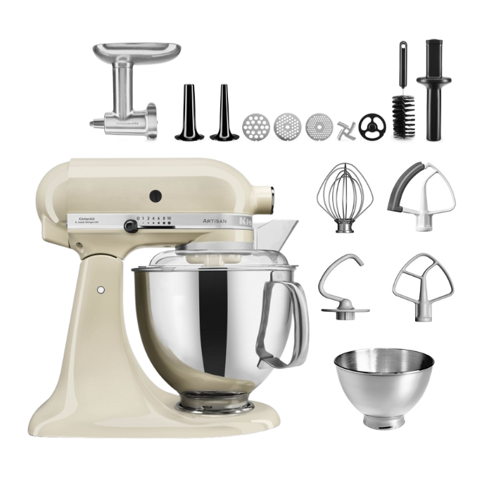 KitchenAid 4,8 L 5KSM175 Artisan Küchenmaschine Meatlover mit Ganzmetall- Fleischwolf