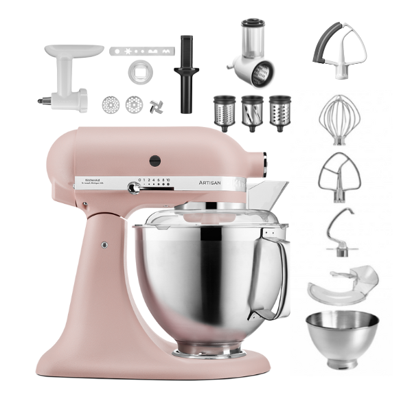 KitchenAid 4,8 L 5KSM185 Artisan Küchenmaschine Allrounderset Fleischwolf+Spritzgebäck+Gemüseschneider