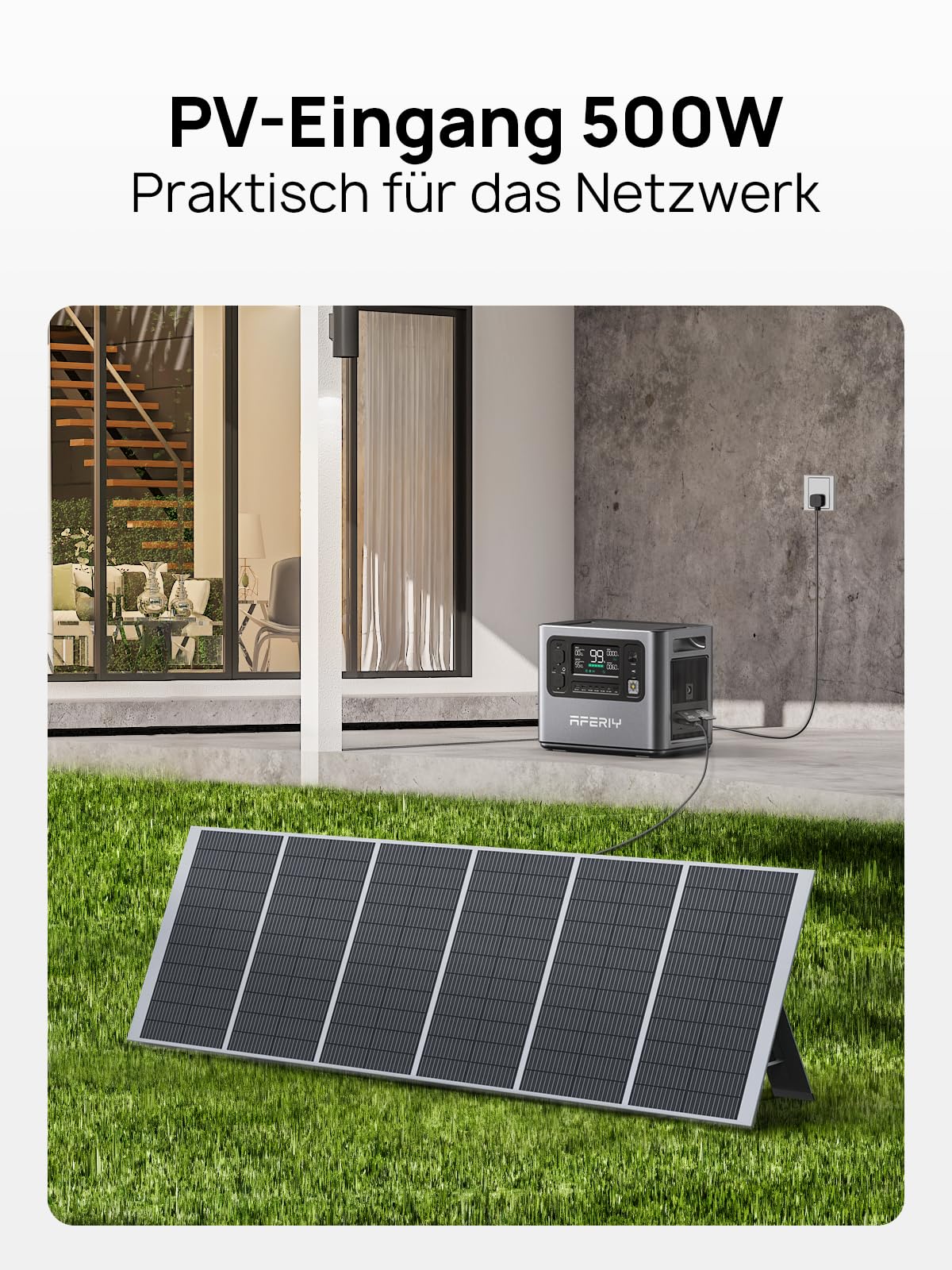 AFERIY Solar Generator 2400W mit 400W Solarmodule, 2048Wh Tragbare Powerstation (4800W Peak), LiFePO4 Batterie, 220V-240V, Faltbar Solarpanel mit USB, IP65, für Outdoor Camping, Reise, Stromausfälle