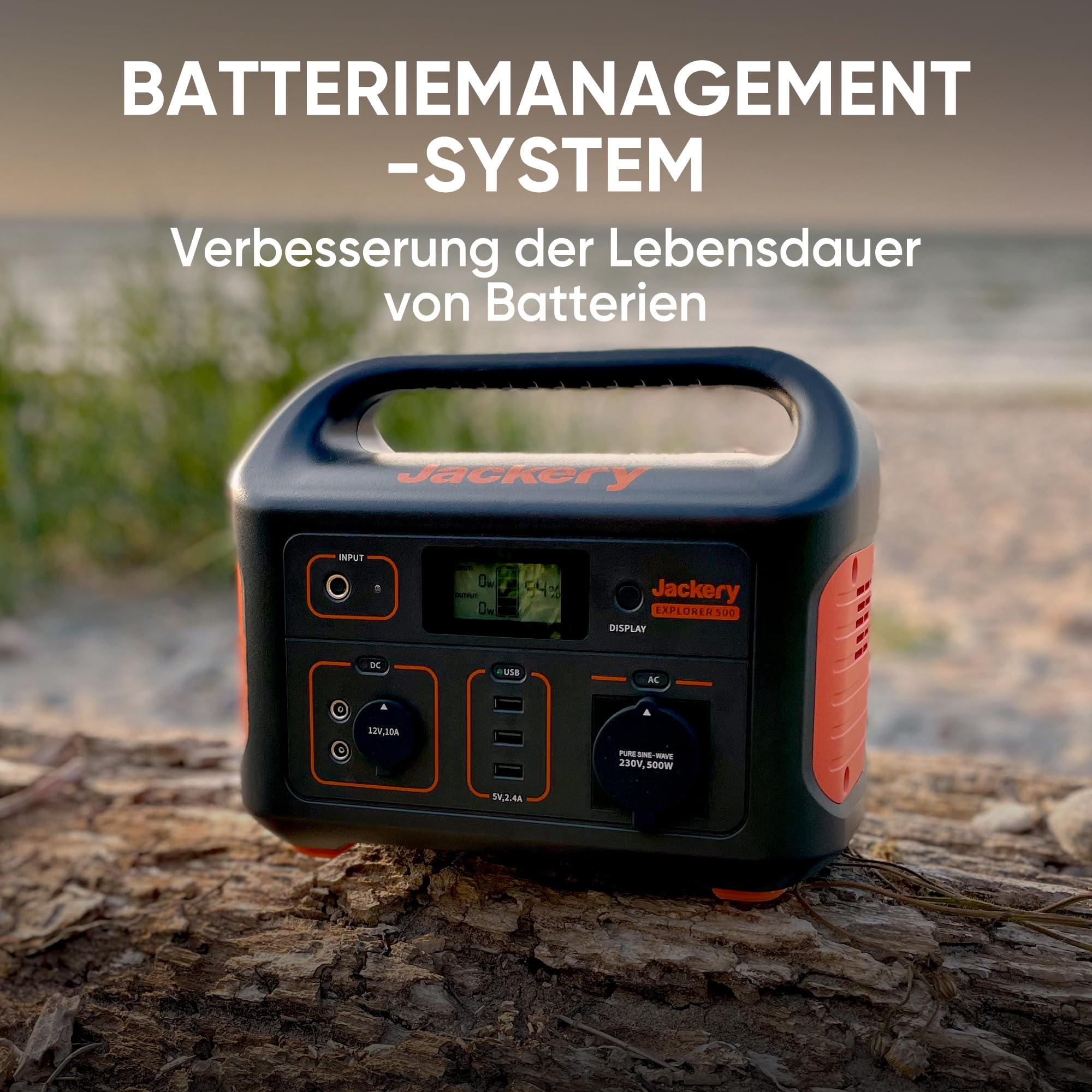 Jackery E500 Tragbare Powerstation, 518Wh Solargenerator mit SolarSaga 100W Solarpanel, 230V/500W mobile Stromversorgung mit LCD Anzeige für Camping, Outdoor Abenteuer & Notfälle-Generalüberholt