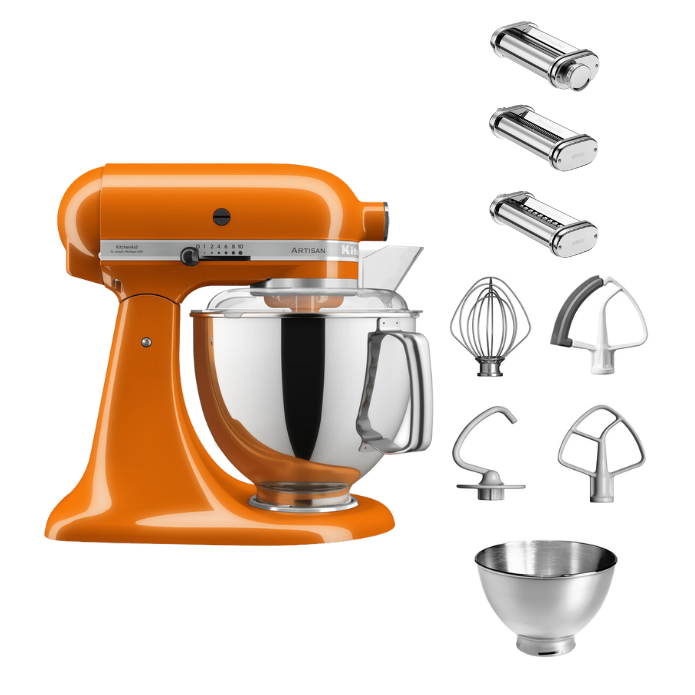 KitchenAid 4,8 L 5KSM175 Artisan Küchenmaschine Pastalover mit Nudelwalzen 3er- Set