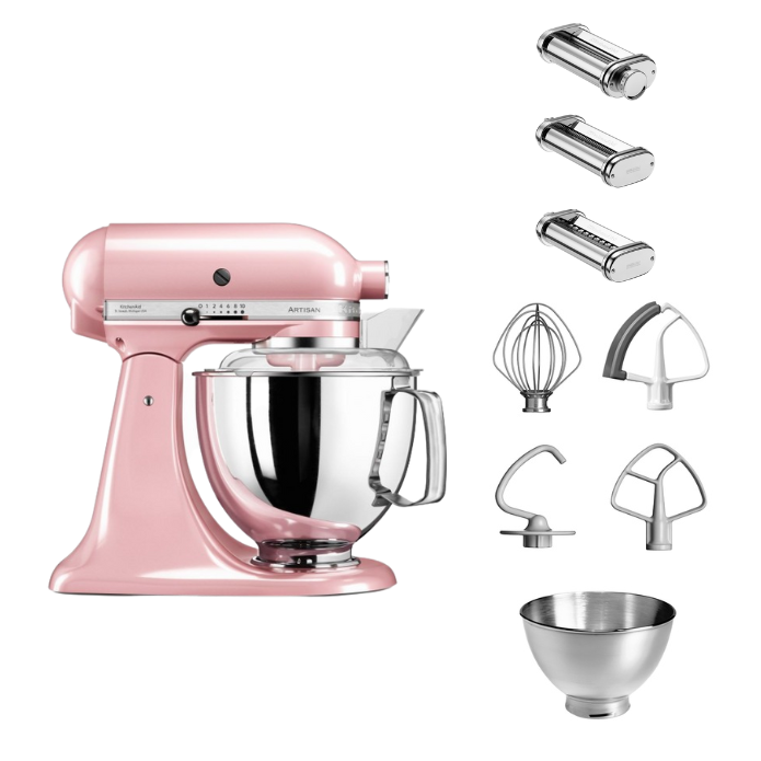 KitchenAid 4,8 L 5KSM175 Artisan Küchenmaschine Pastalover mit Nudelwalzen 3er- Set
