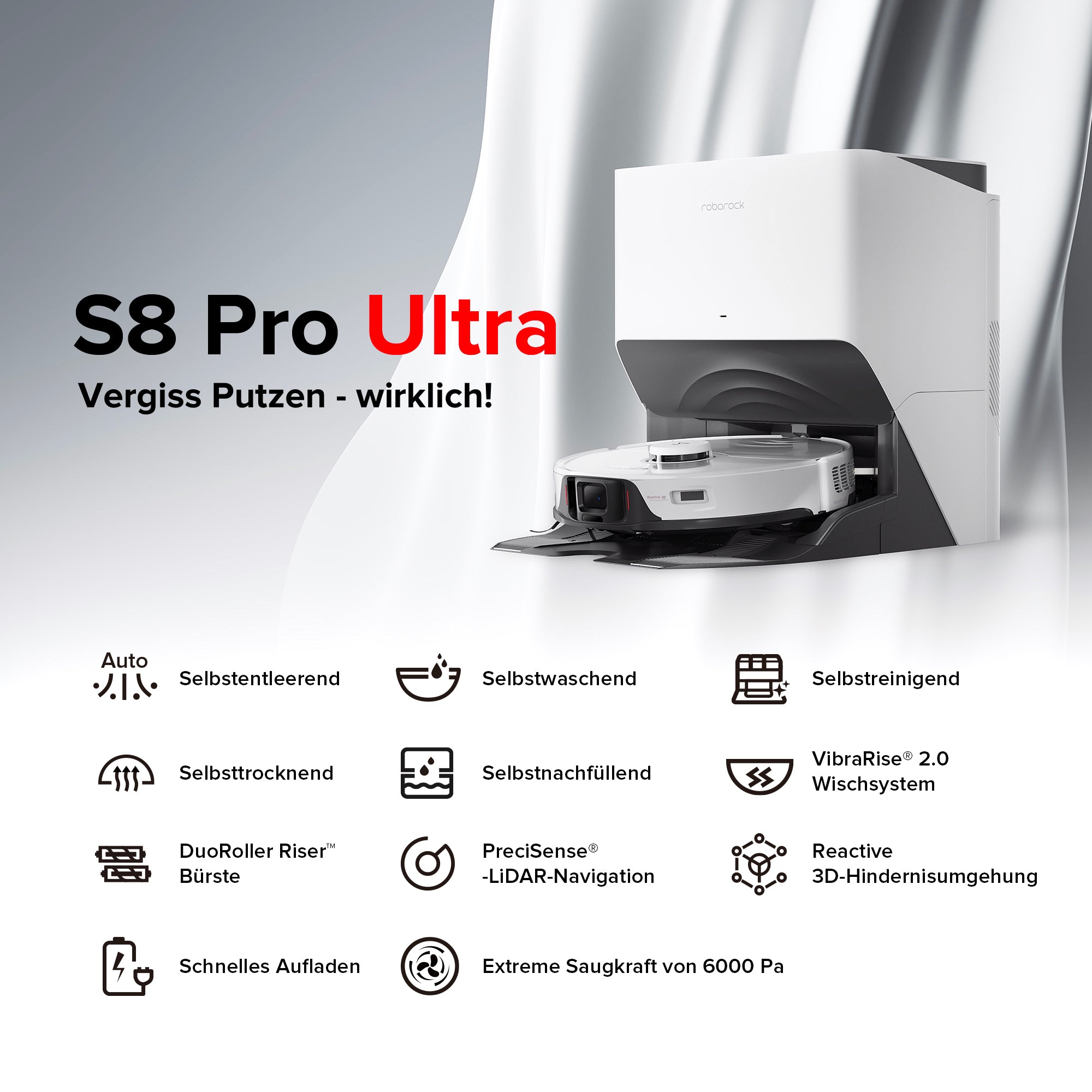 Roborock S8 Pro Ultra Saugroboter mit RockDock® Ultra