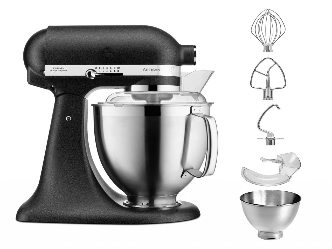 KitchenAid 4,8 L 5KSM185 Artisan Küchenmaschine Allrounderset Fleischwolf+Spritzgebäck+Gemüseschneider