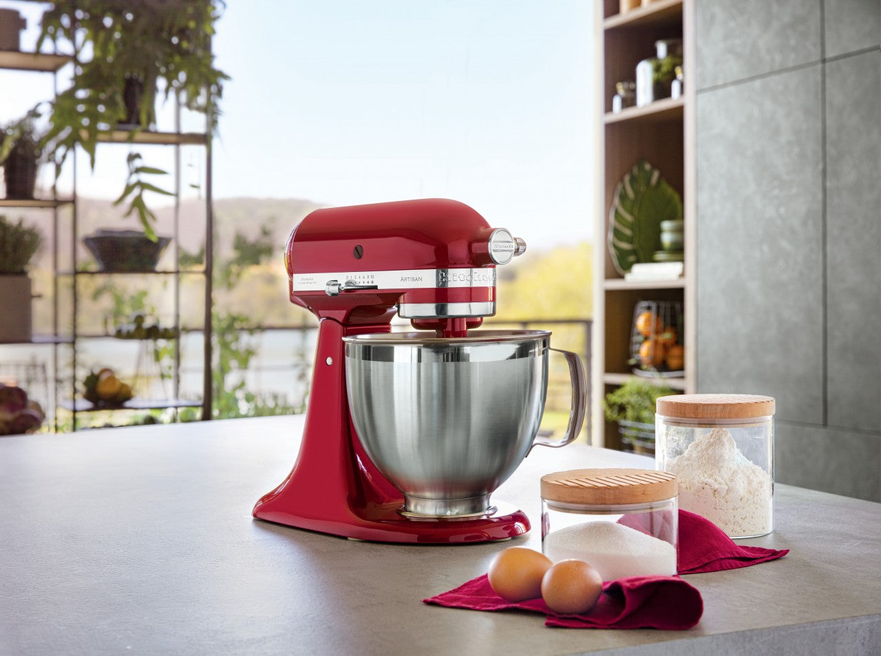 KitchenAid 4,8 L 5KSM185 Artisan Küchenmaschine Profiset Fleischwolf+Spritzgebäck+Gemüseschneider+Pürie