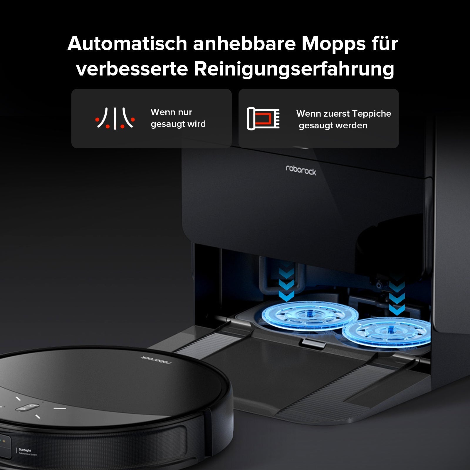 Roborock Saros 10R Saugroboter mit Wischfunktion & angebbarem Wischmopp