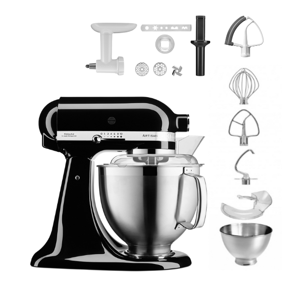 KitchenAid 4,8 L 5KSM185 Artisan Küchenmaschine Cookielover Artisan Fleischwolf+Spritzgebäck+Flexirührer