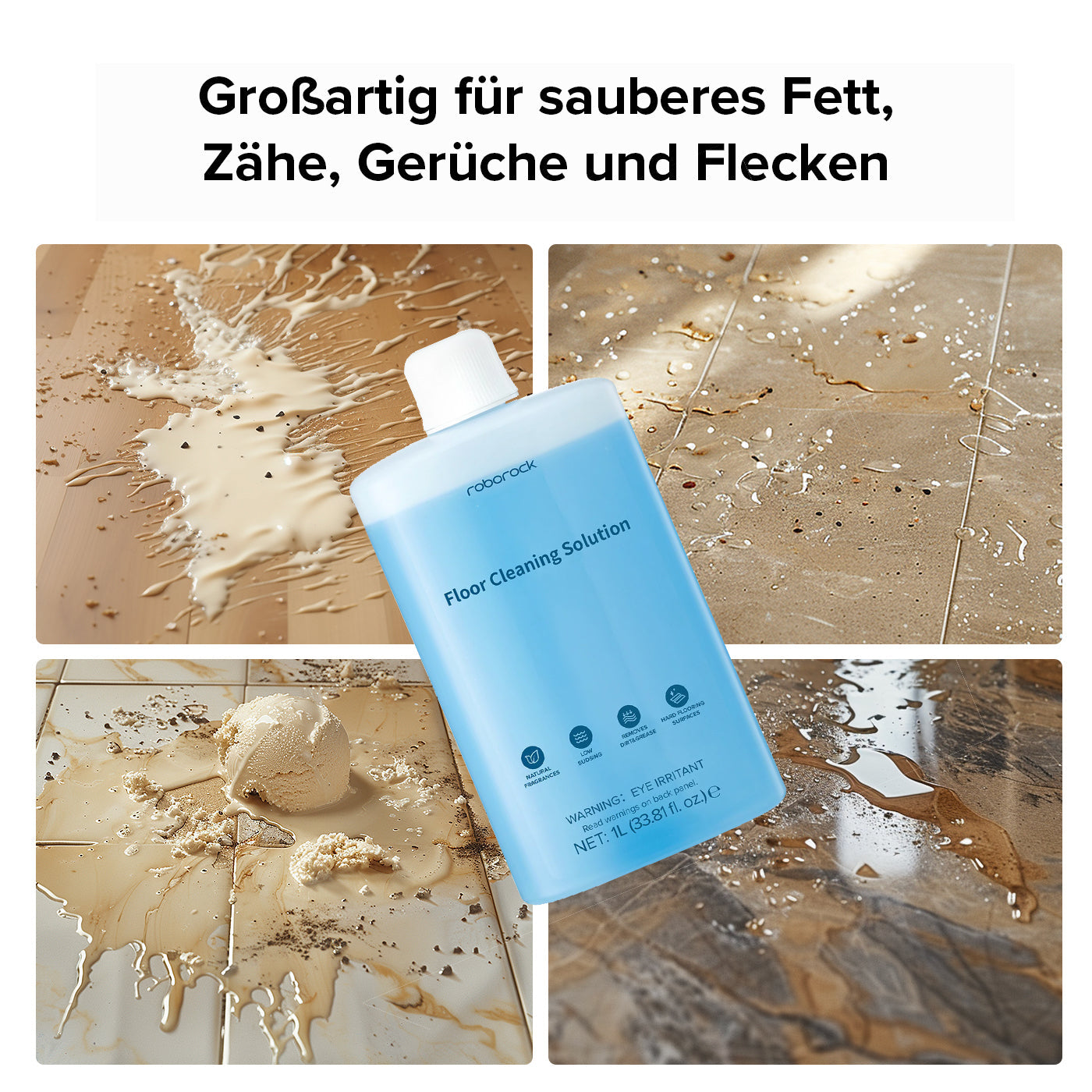 Roborock Bodenreinigungslösung für Saugroboter, Nass- und Trockensauger, 1L
