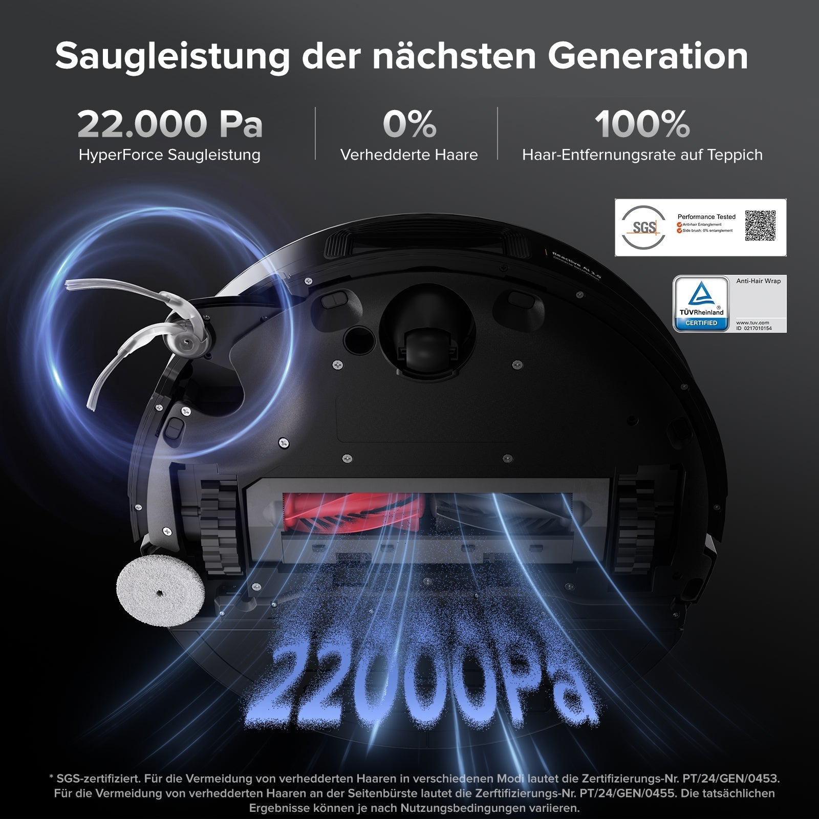 Roborock Saros 10 Saugroboter mit Dual Anti-Tangle System