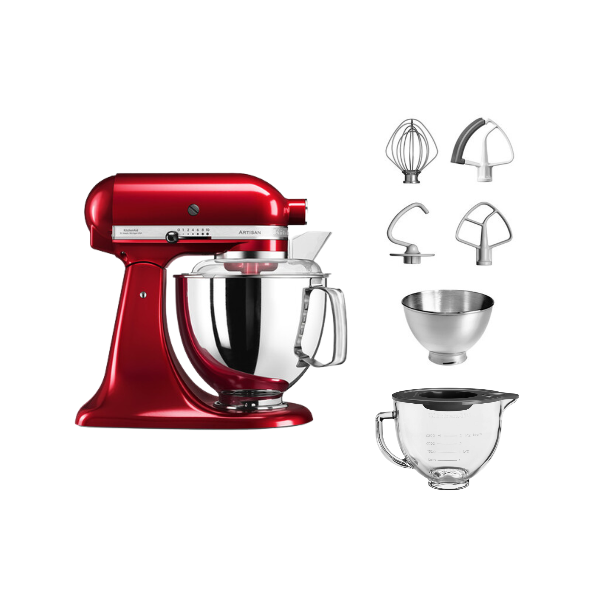 KitchenAid 4,8 L 5KSM175 Artisan Küchenmaschine Glasset mit Glasschüssel