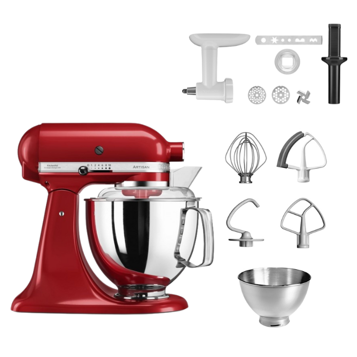 KitchenAid 4,8 L 5KSM175 Artisan Küchenmaschine Cookielover mit Fleischwolf+Spritzgebäckvorsatz