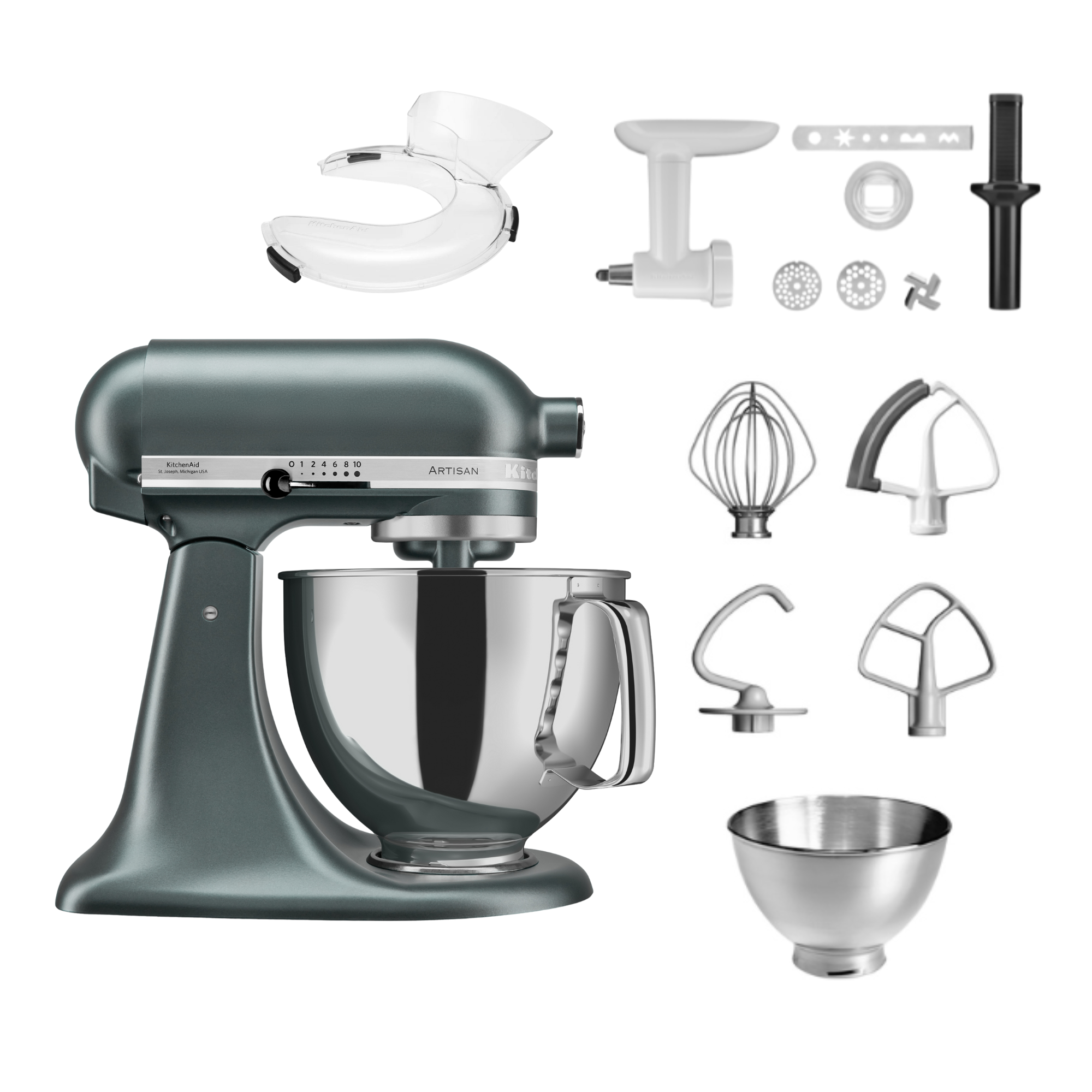 KitchenAid 4,8 L 5KSM175 Artisan Küchenmaschine Cookielover mit Fleischwolf+Spritzgebäckvorsatz