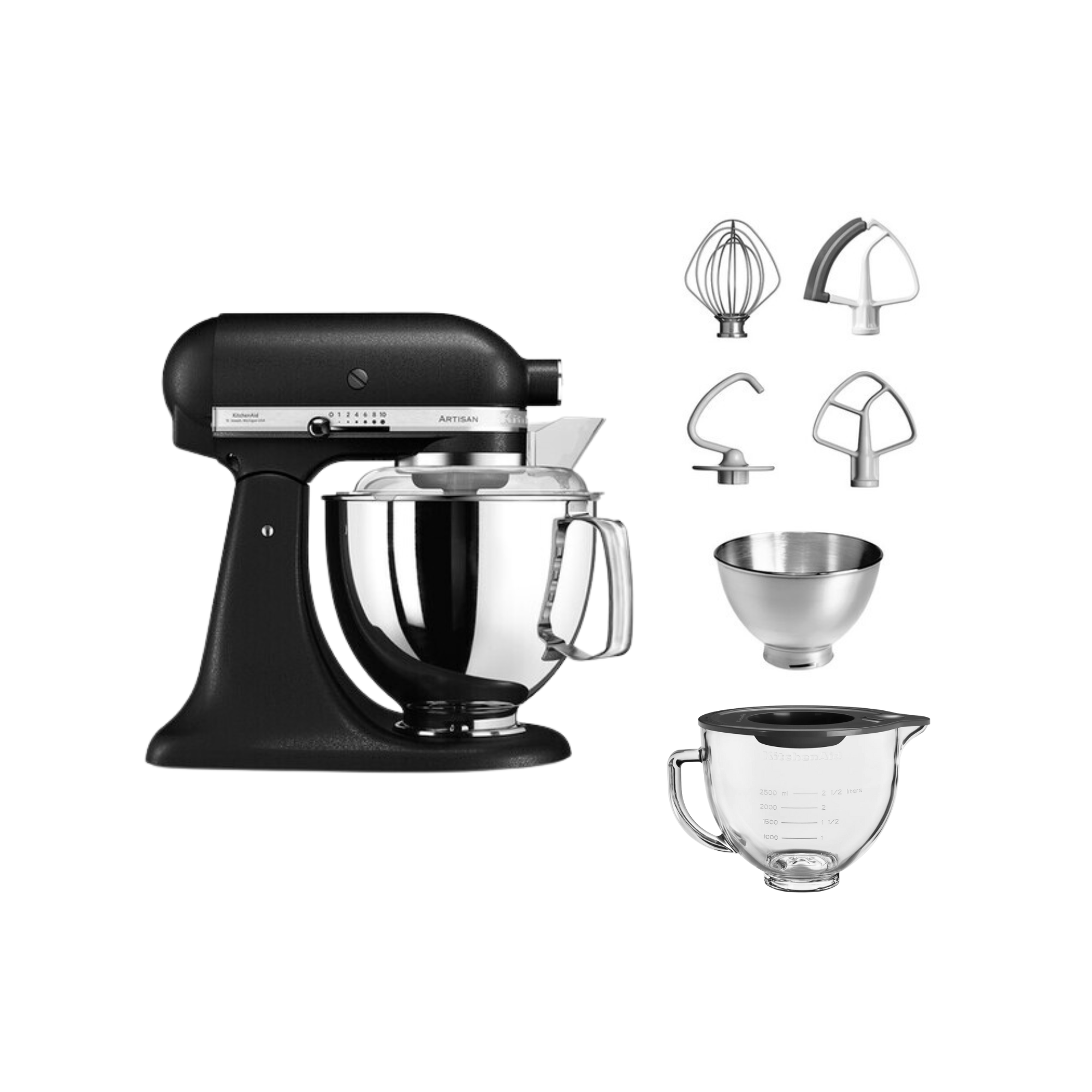 KitchenAid 4,8 L 5KSM175 Artisan Küchenmaschine Glasset mit Glasschüssel