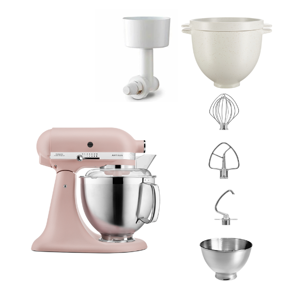 KitchenAid 4,8 L 5KSM185 Artisan Küchenmaschine Breadlover Messerschmidt Getreidemühlenvorsatz, Brotbackschüssel