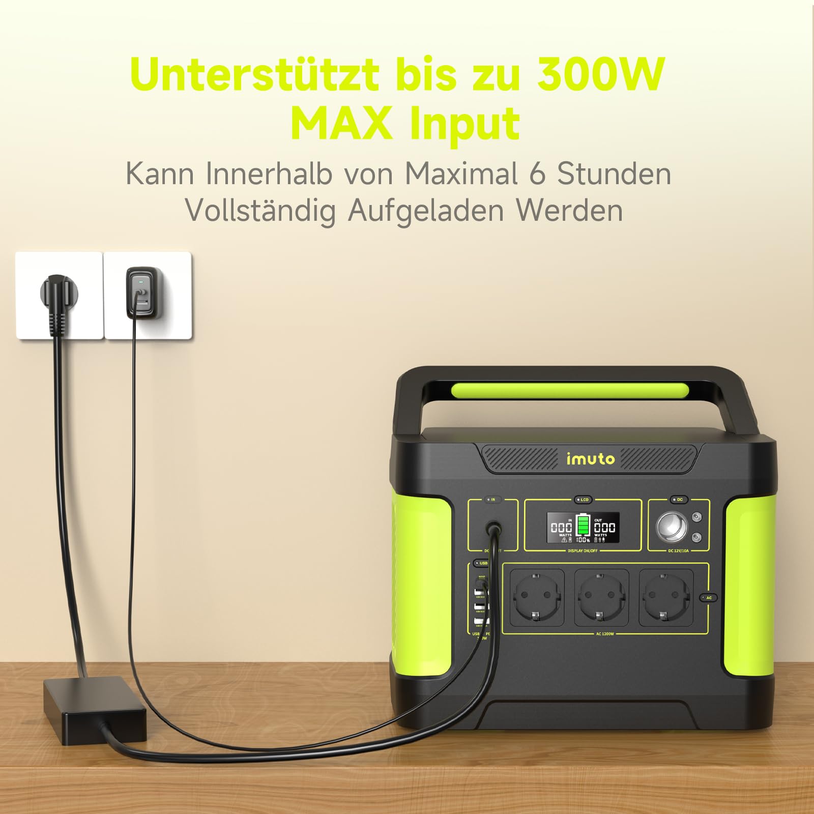 imuto Solargenerator 𝟏𝟓𝟑𝟏𝐖𝐡, Tragbare Powerstation 1200W (Spitze 2200 W) mit 1 * 100 W Solarpanel, Stromspeicher 11 Anschlüsse mit reinem Sinuswellen-AC-Ausgang, für Home Backup/RV/Camping/CPAP