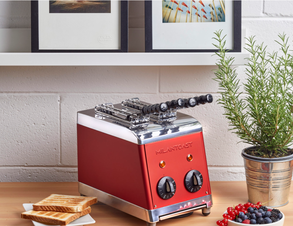 Milantoast 2-er Toaster mit Zangen mit Brötchenaufsatz