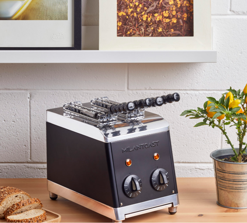 Milantoast 2-er Toaster mit Zangen mit Brötchenaufsatz