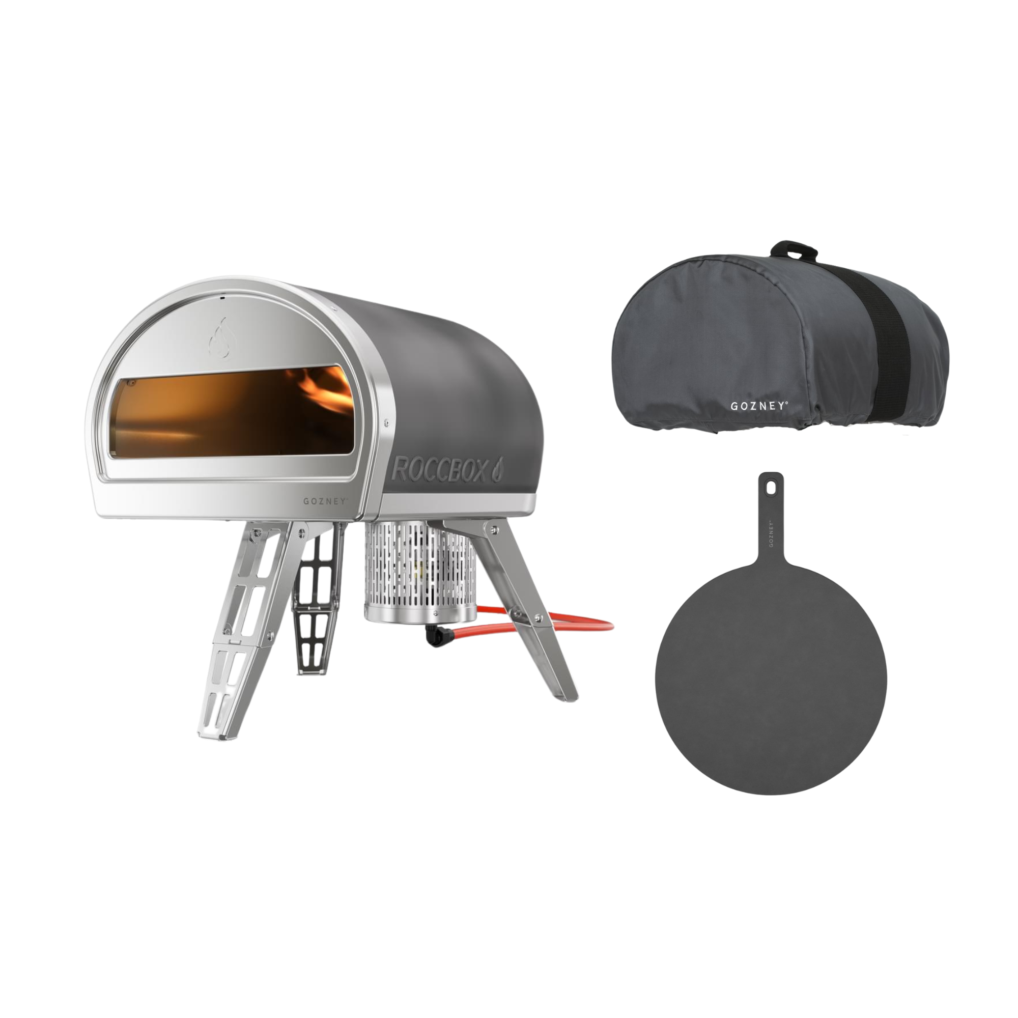 Gozney Roccbox Pizzaofen mit Abdeckhaube und Servierteller
